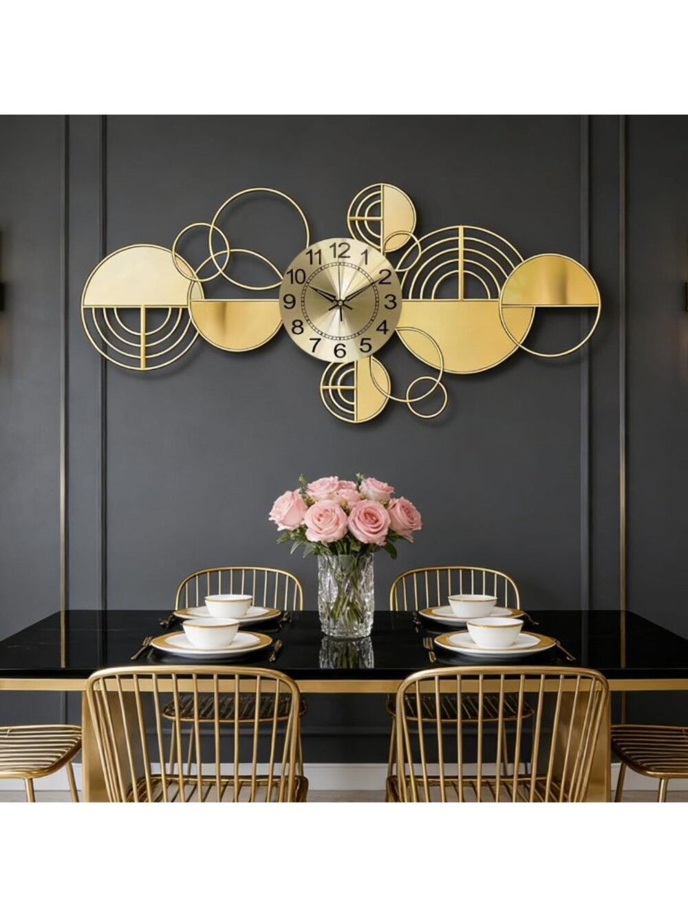 Oversized 3D Metal Wall Clock - Silent Non-Ticking Decorative Art for Home